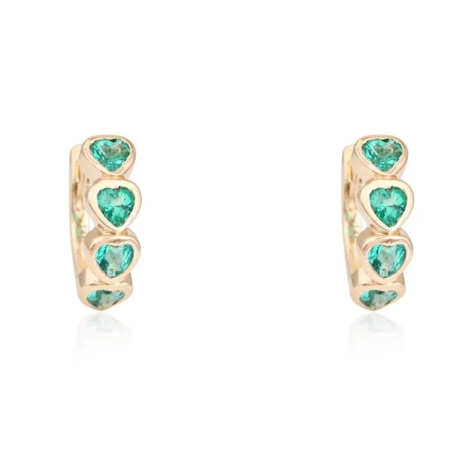 14K Diamond Heart Huggies - Image 3