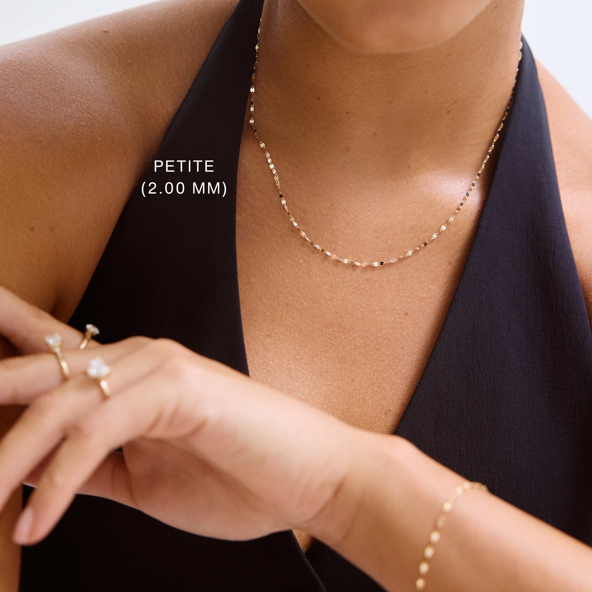 14K Gold Mirror Chain Link Necklace - Image 5