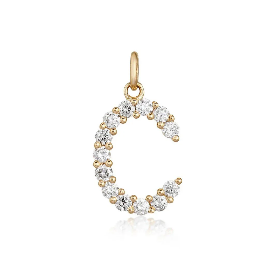 14K Large Diamond Initial Charm - Image 3